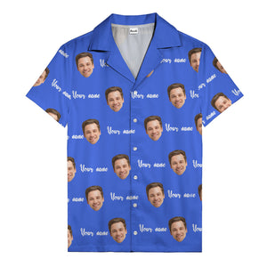 custom face portrait & personalized text repeat hawaiian shirt