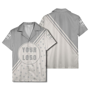 custom logo circles & diagonal stripes minimalist hawaiian shirt for men