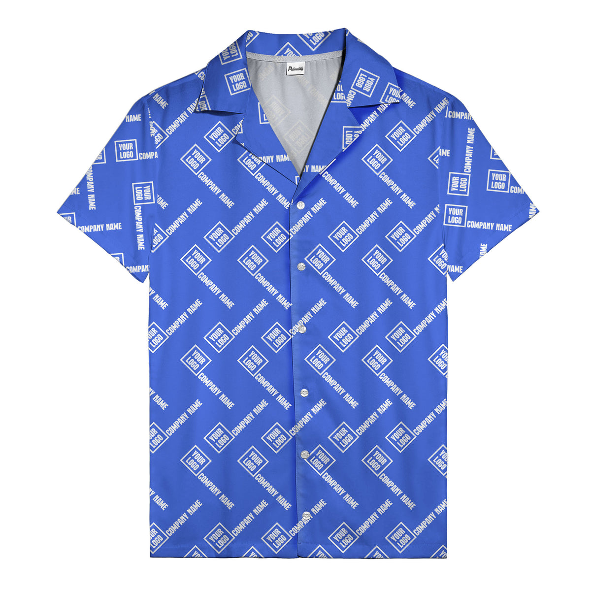 custom logo & company name repeat black hawaiian shirt for men