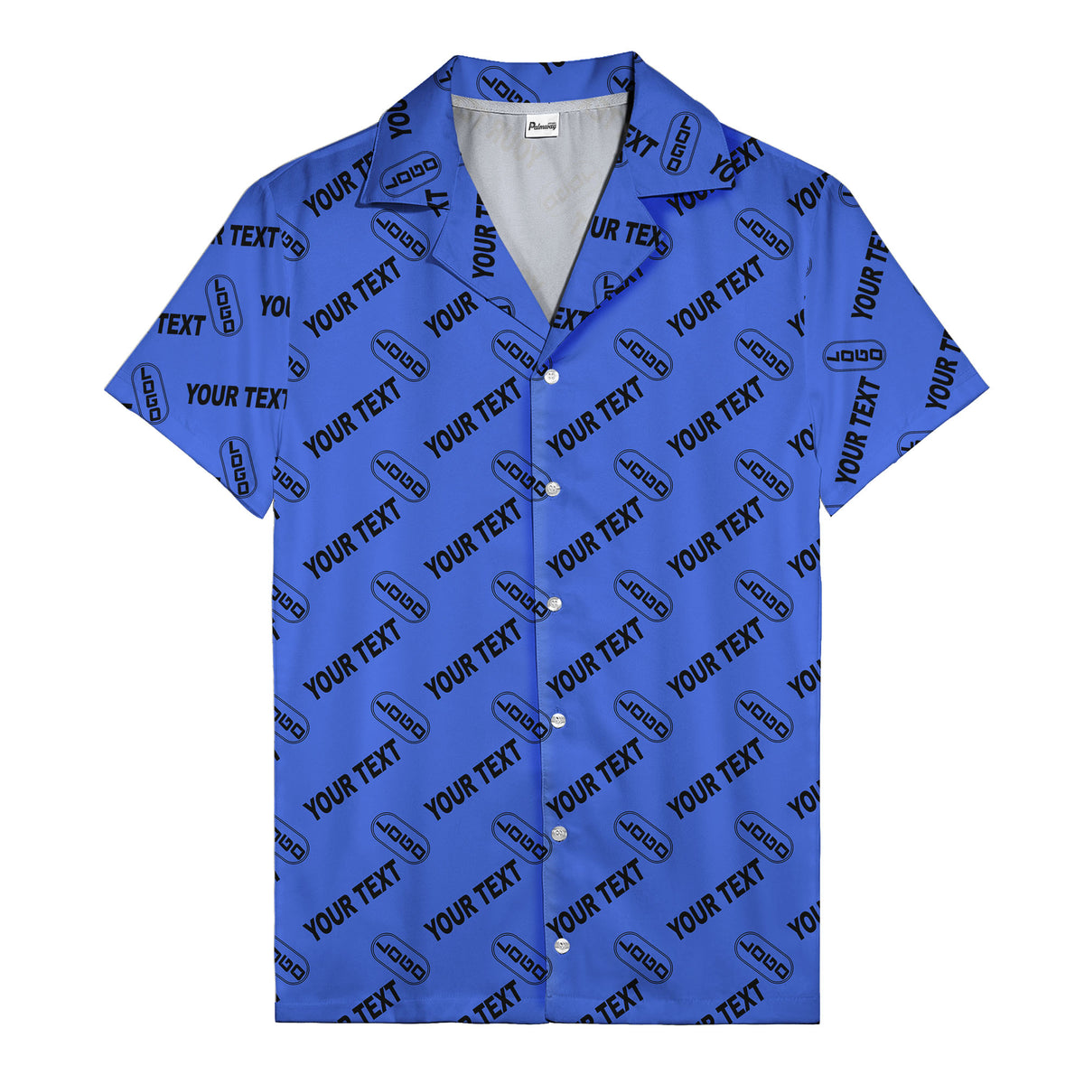 custom logo & editable text repeat pattern black hawaiian shirt