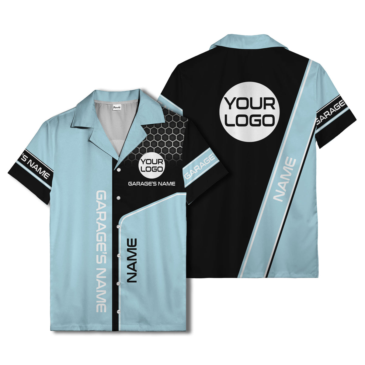 custom logo hexagonal honeycomb automotive hawaiian shirt for men