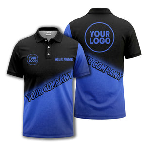 custom logo & name black white gradient corporate polo shirt