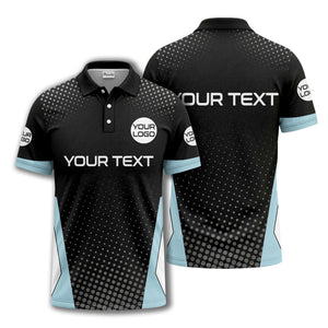 custom logo text overlay polka dot golf polo shirt