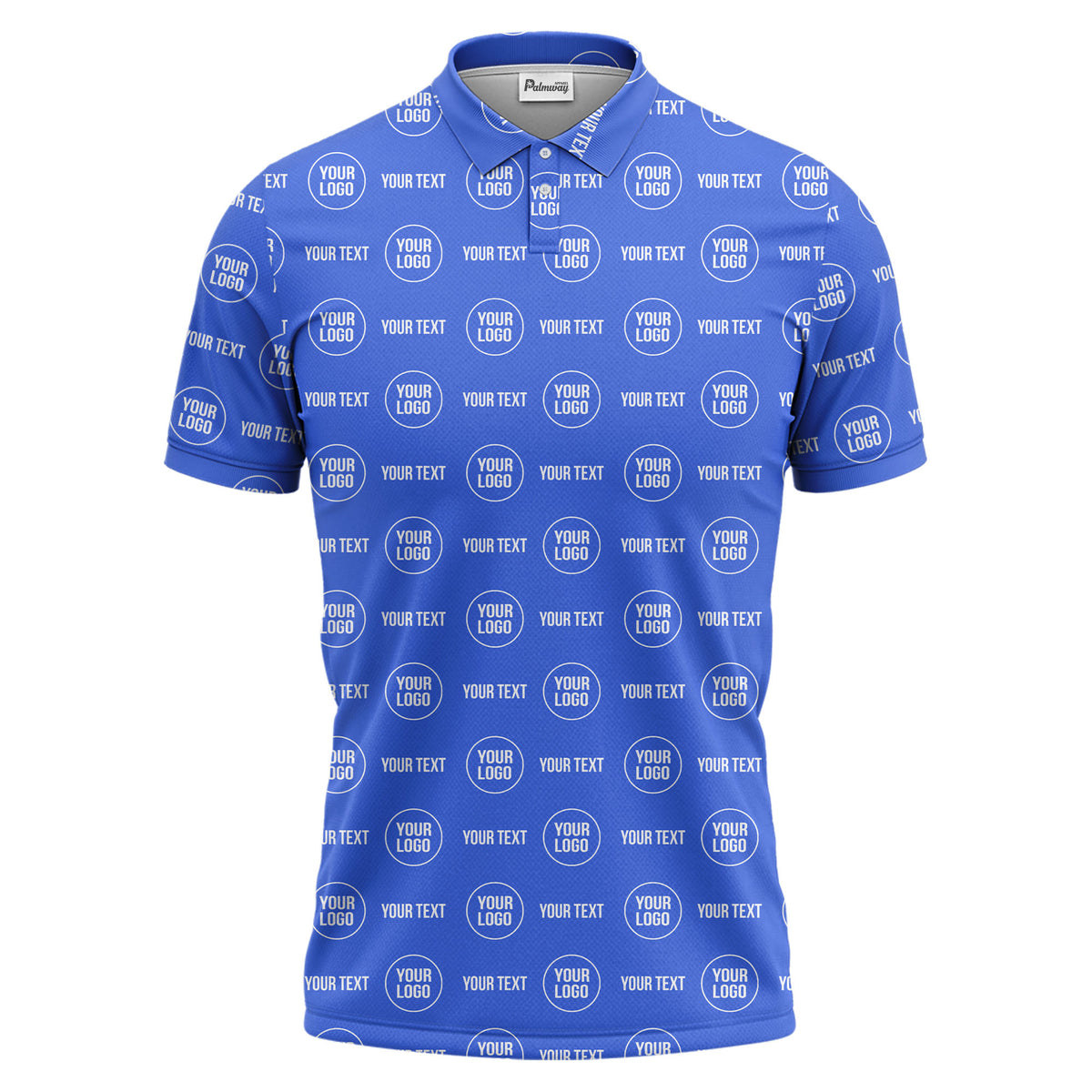 custom logo & text repeat pattern black polo shirt for men