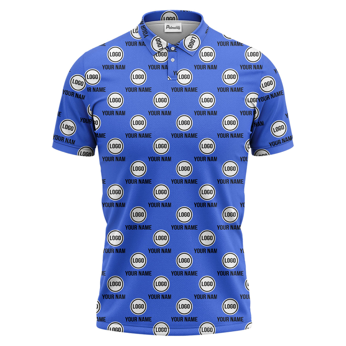 custom name & logo repeat circle pattern black polo shirt