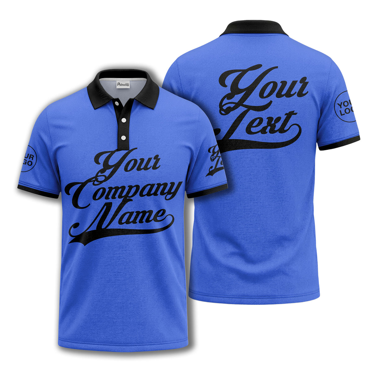 custom script logo corporate casual polo shirt for men