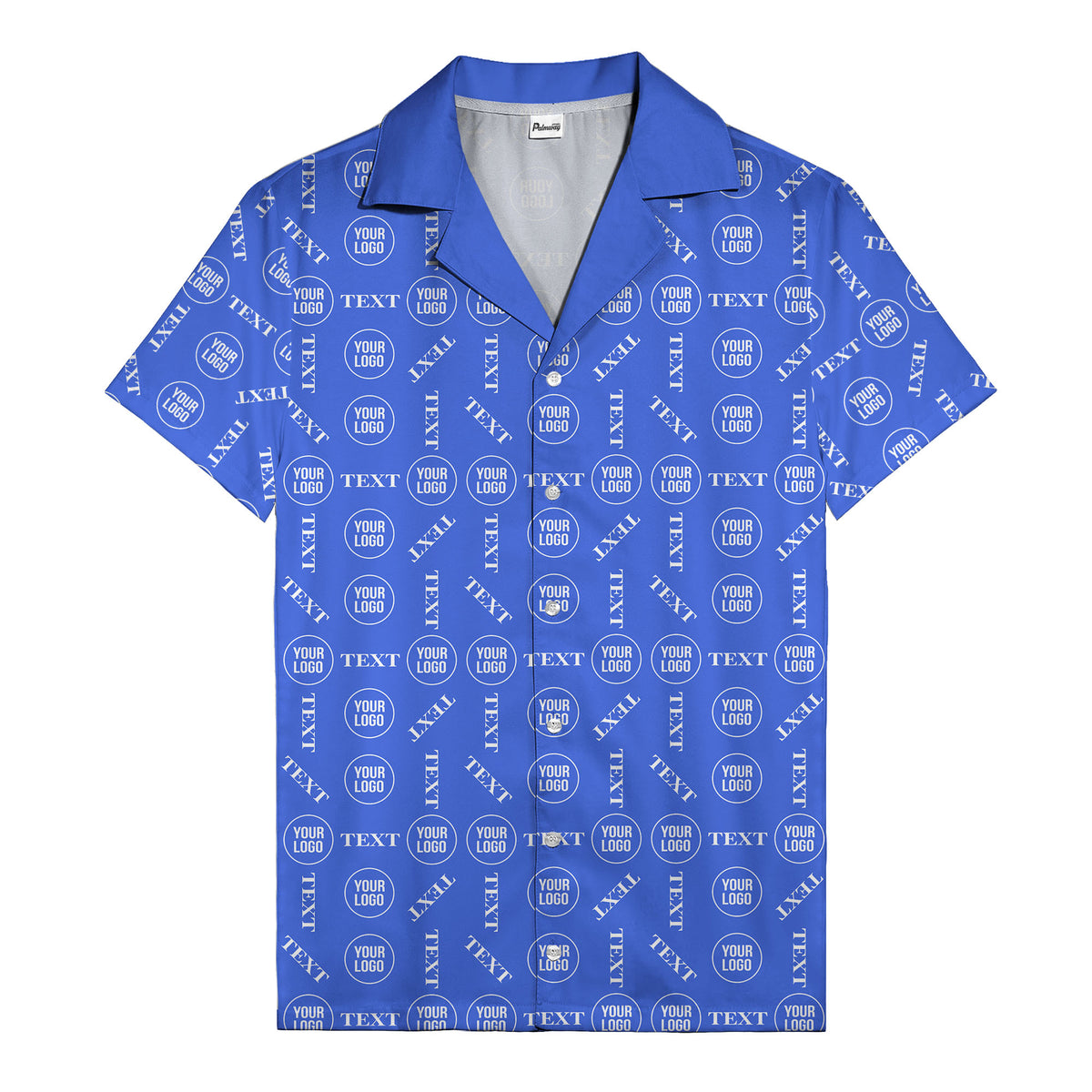 custom text & logo repeat pattern hawaiian shirt