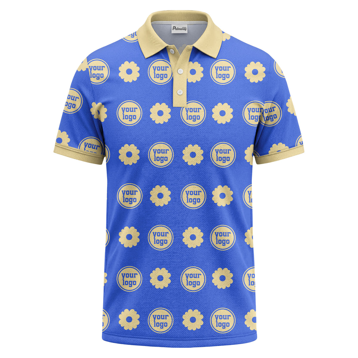 customizable daisy & monogram repeat pattern polo shirt