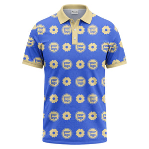 customizable daisy & monogram repeat pattern polo shirt