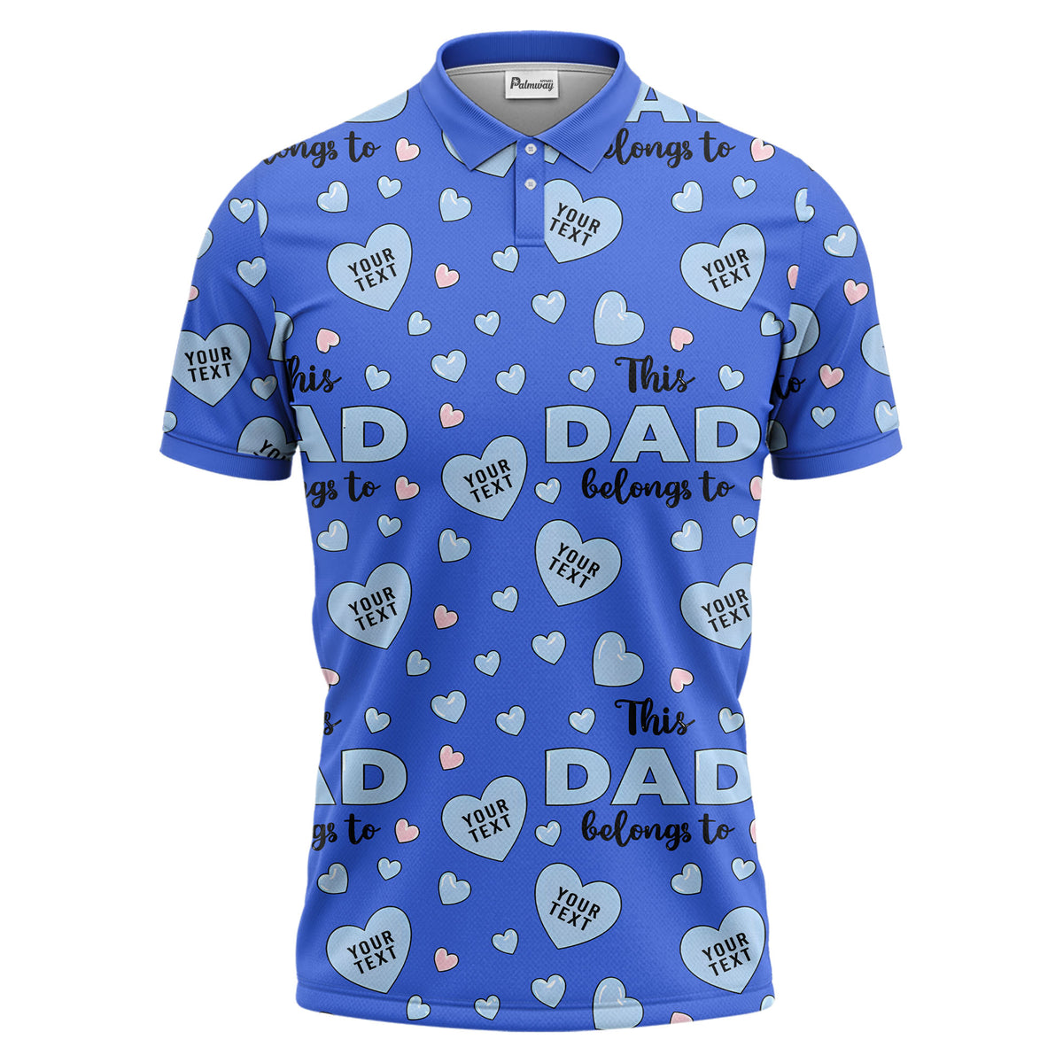 customizable hearts & text father's day all over print polo shirt for men