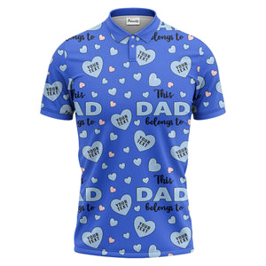 customizable hearts & text father's day all over print polo shirt for men