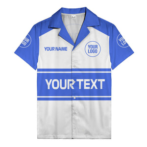 customizable text & logo horizontal stripe bowling hawaiian shirt