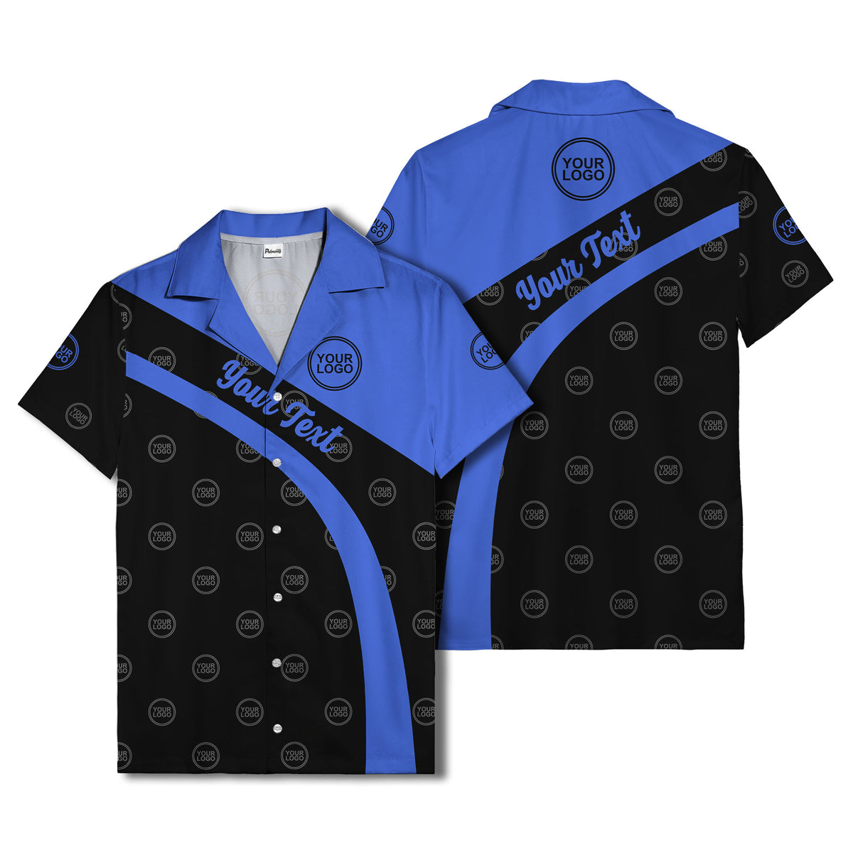 diagonal black stripe custom logo personalized hawaiian shirt