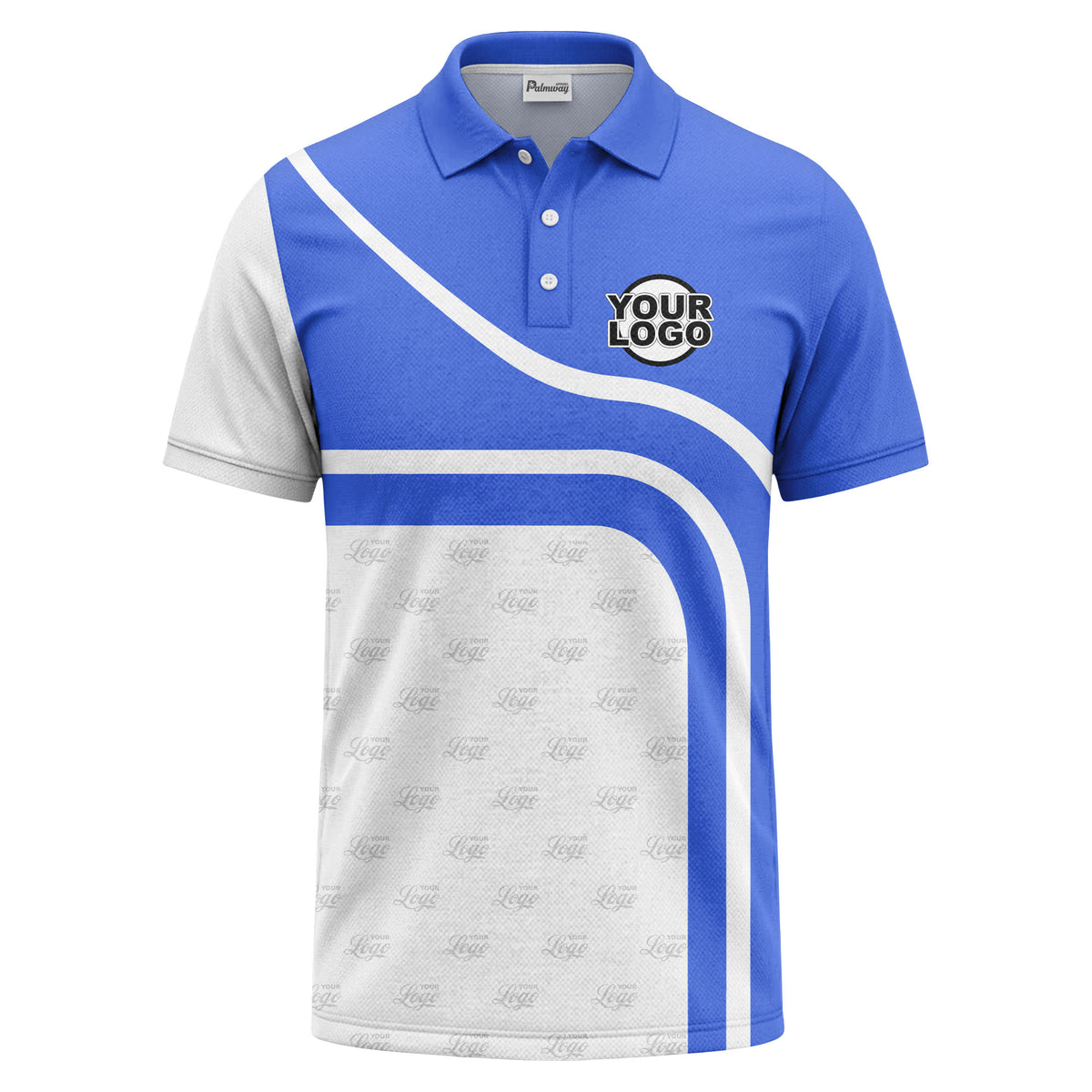 diagonal black-white custom logo stripe polo shirt for golf