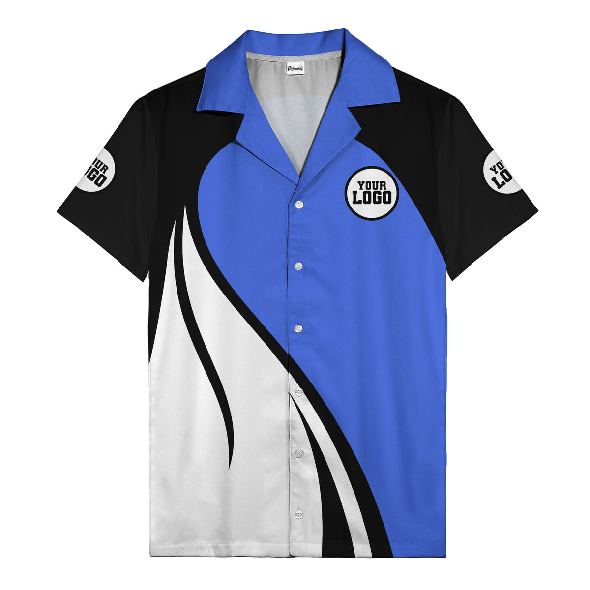 diagonal stripe custom logo retro bowling hawaiian shirt