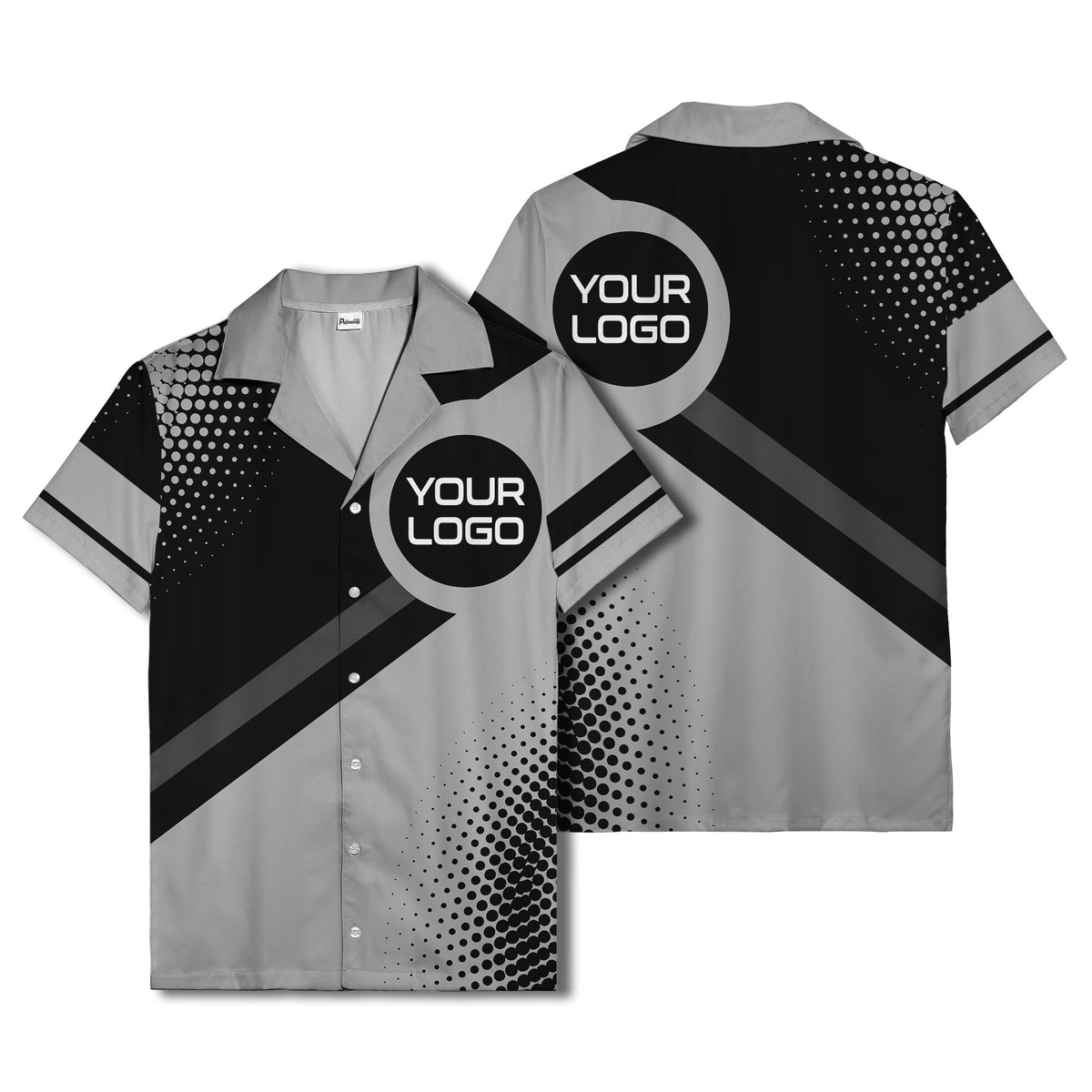 diagonal stripe logo modern hawaiian shirt