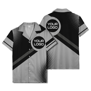 diagonal stripe logo modern hawaiian shirt