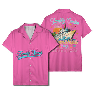 family name script & logo circle personalized hawaiian shirt