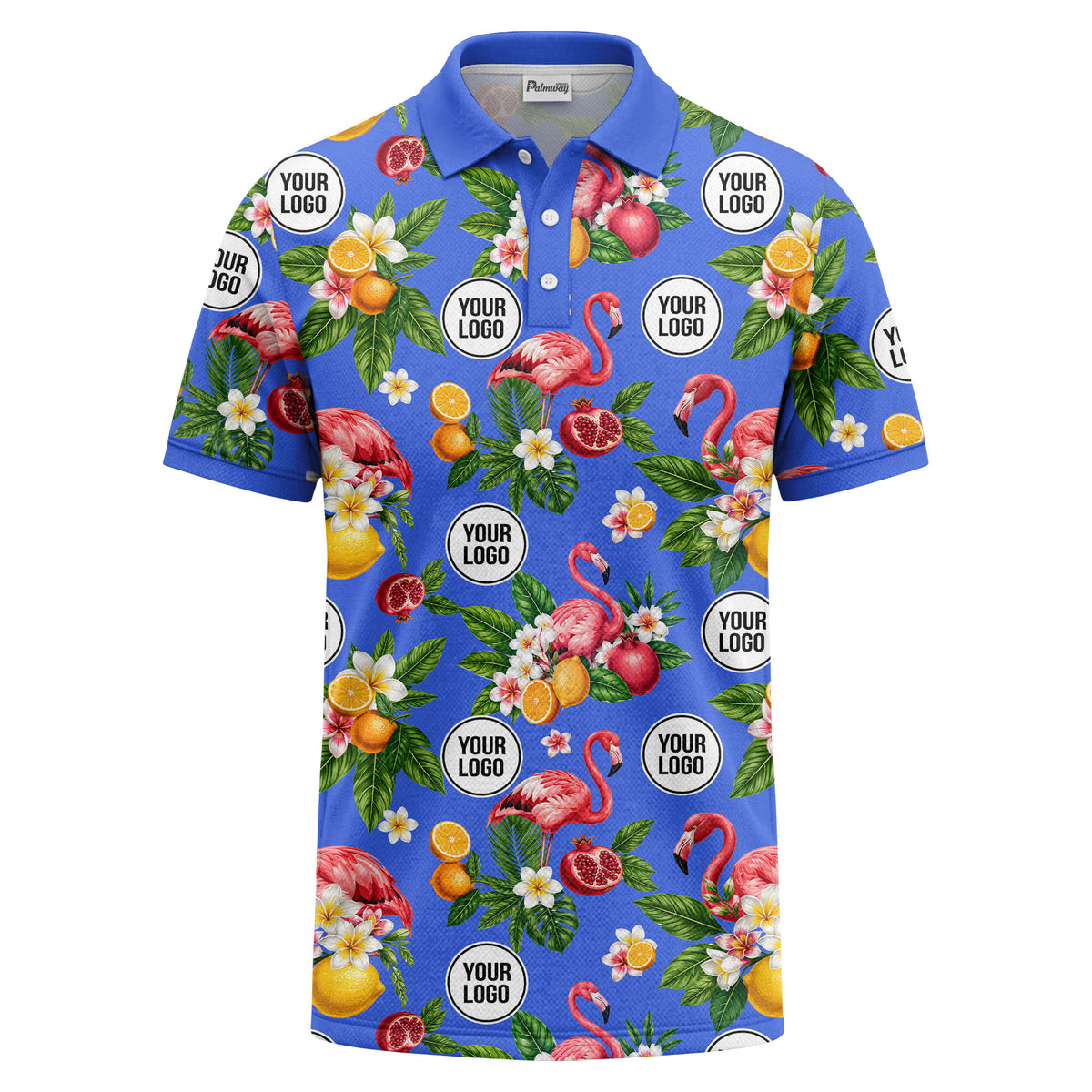 flamingo & lemon watercolor print polo shirt for men