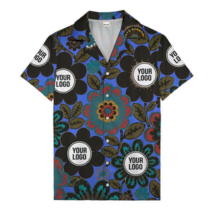 floral mandala & custom logo circle hawaiian shirt for men
