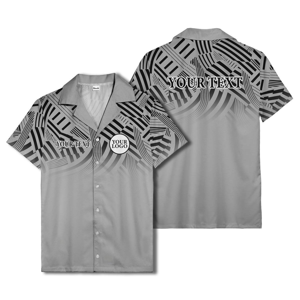 geometric waves & stripes abstract hawaiian shirt for men
