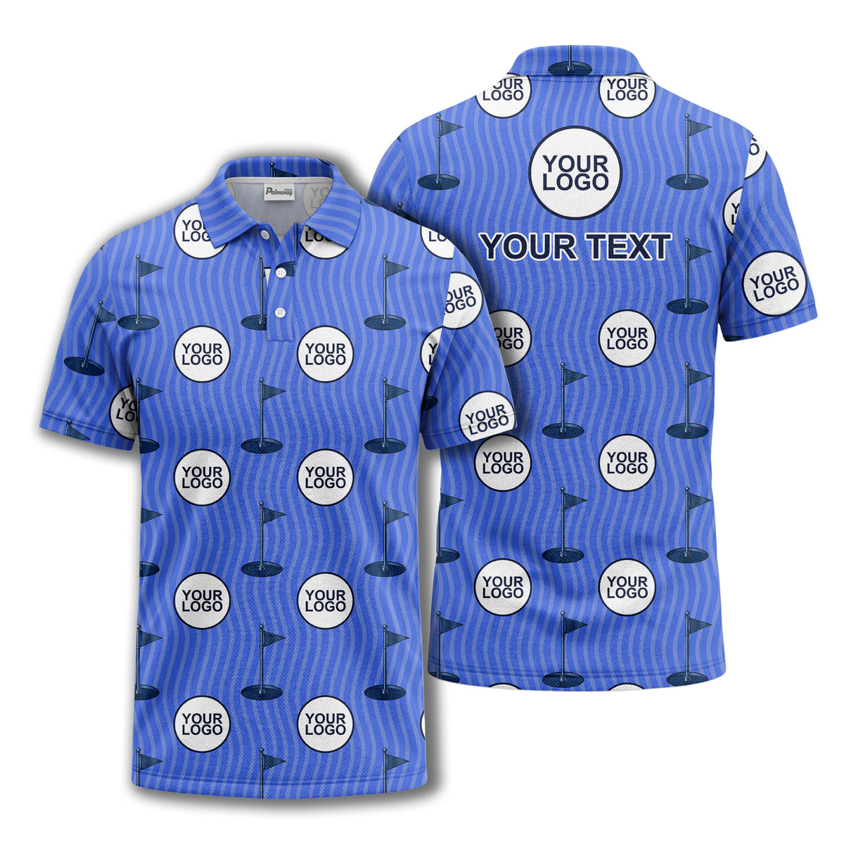 golf flag logo repeat pattern country club golf polo shirt