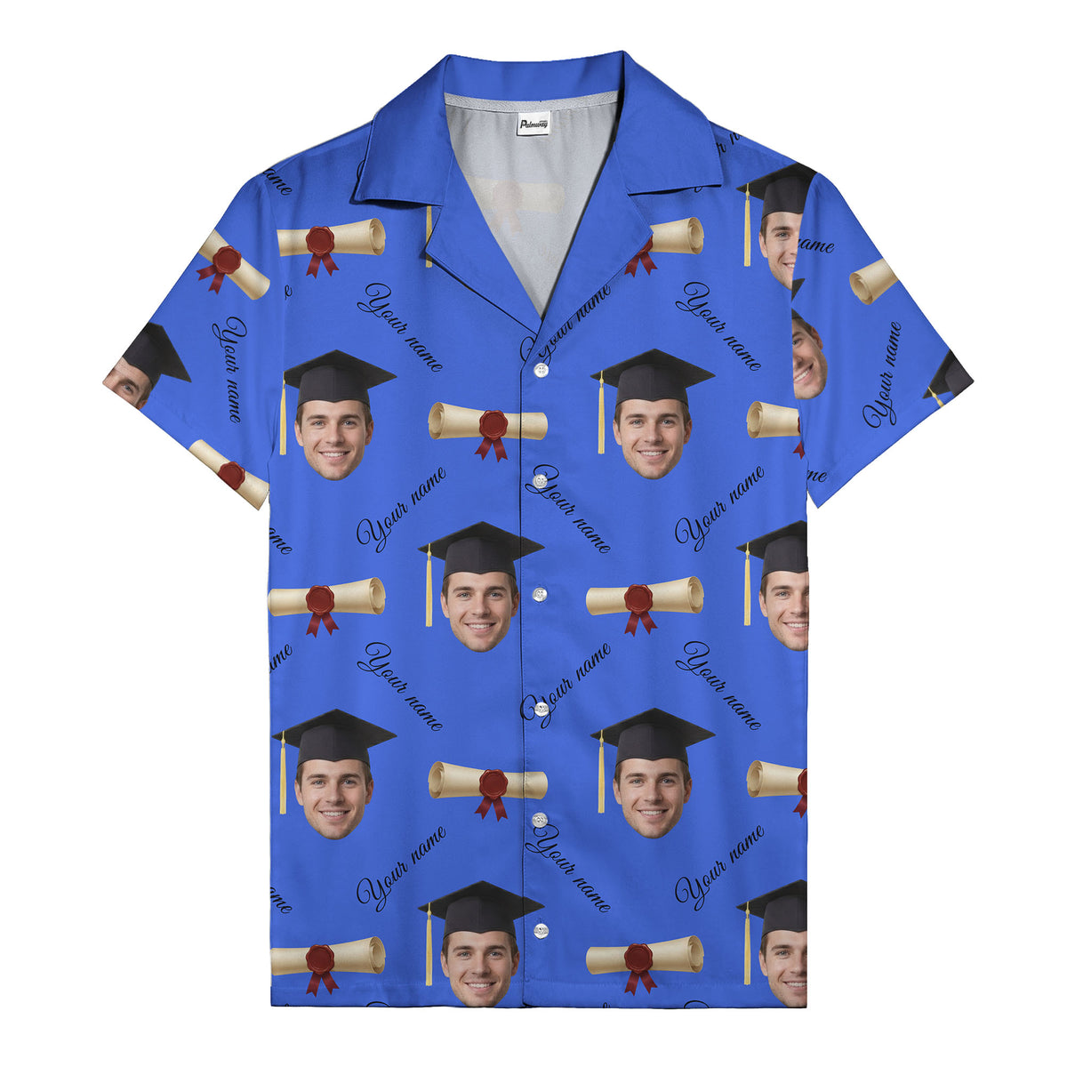graduation caps diplomas & custom faces hawaiian shirt