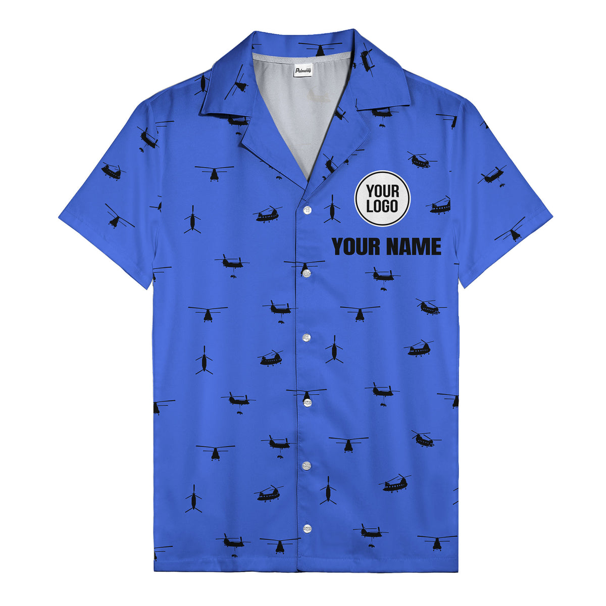 helicopter silhouette repeat military graphic hawaiian shirt for men