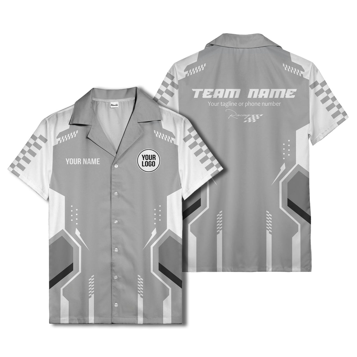 hexagon checkerboard geometric fusion hawaiian shirt for men