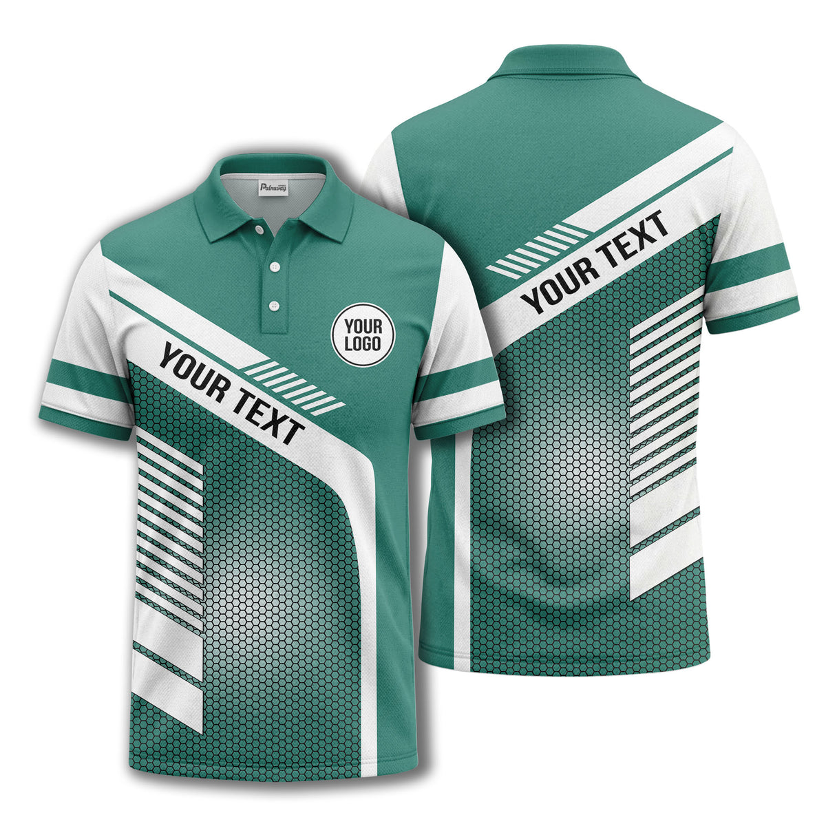hexagon diagonal stripe geometric custom logo modern polo shirt