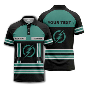lightning bolt emblem & stripes corporate polo shirt
