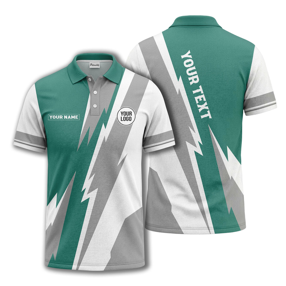 lightning bolt & geometric stripes polo shirt for men