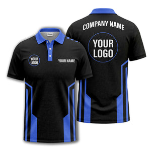 modern black white geometric stripes custom logo polo shirt