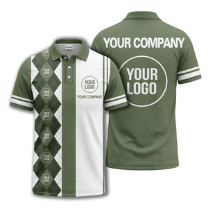 monochrome argyle diamond & custom logo polo shirt