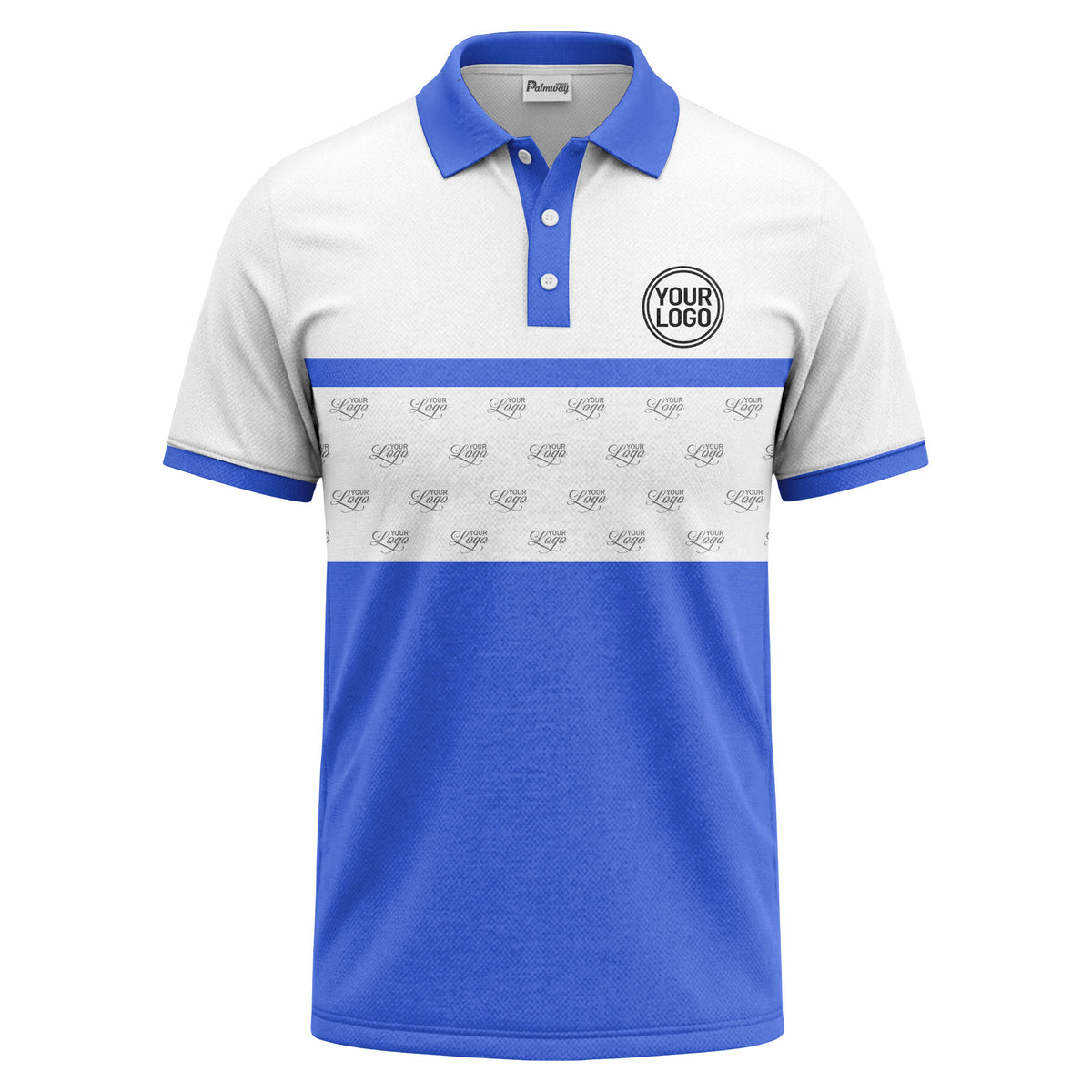 monochrome custom logo repeat stripe polo shirt for men