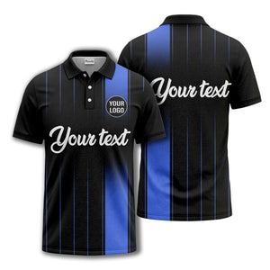 monochrome gradient vertical stripes with custom logo text polo shirt