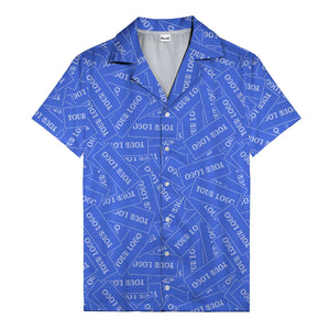 monochrome your logo repeat text graphic hawaiian shirt for men