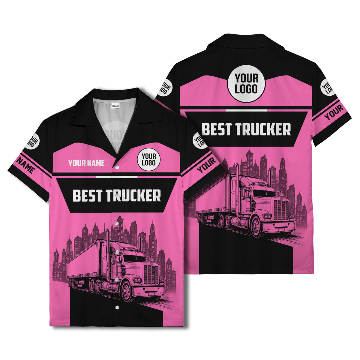 semi-truck cityscape hawaiian shirt for road-warrior professionals
