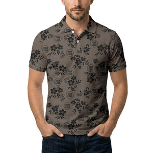 tropical floral leaves & circles polo shirt for island vibes