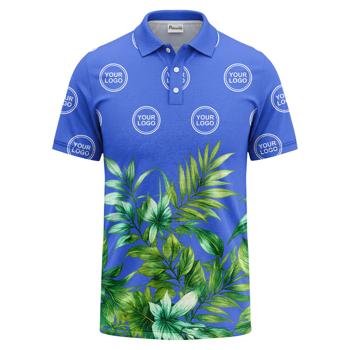 watercolor exotic ferns & logo circle polo shirt