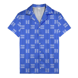 your logo repeat white on black modern graphic hawaiian shirt