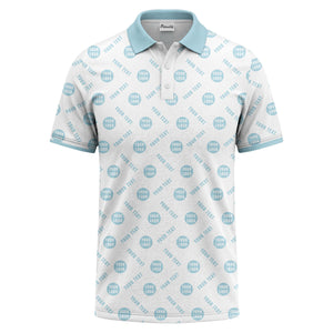 your name & logo repeat pattern all over print custom polo shirt