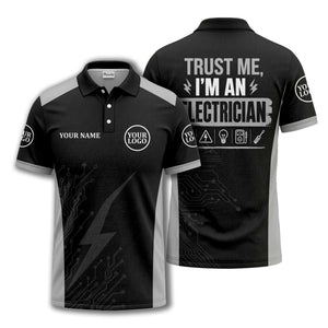 circuit board lightning bolt graphic modern tech polo shirt
