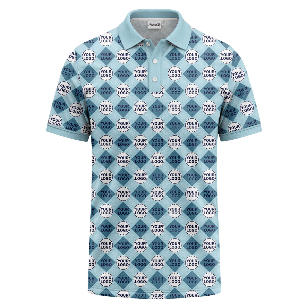 custom diamond grid circular logos polo shirt for men