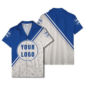 custom logo circles & diagonal stripes minimalist hawaiian shirt for men