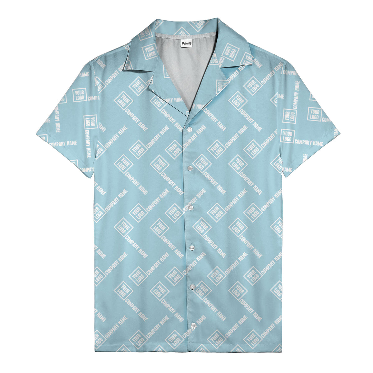 custom logo & company name repeat black hawaiian shirt for men