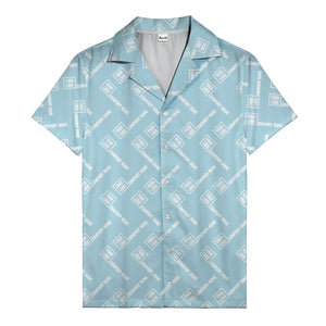 custom logo & company name repeat black hawaiian shirt for men