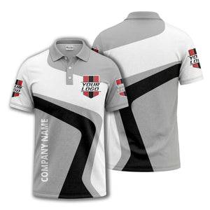 custom logo diagonal stripe corporate polo shirt for business uniforms