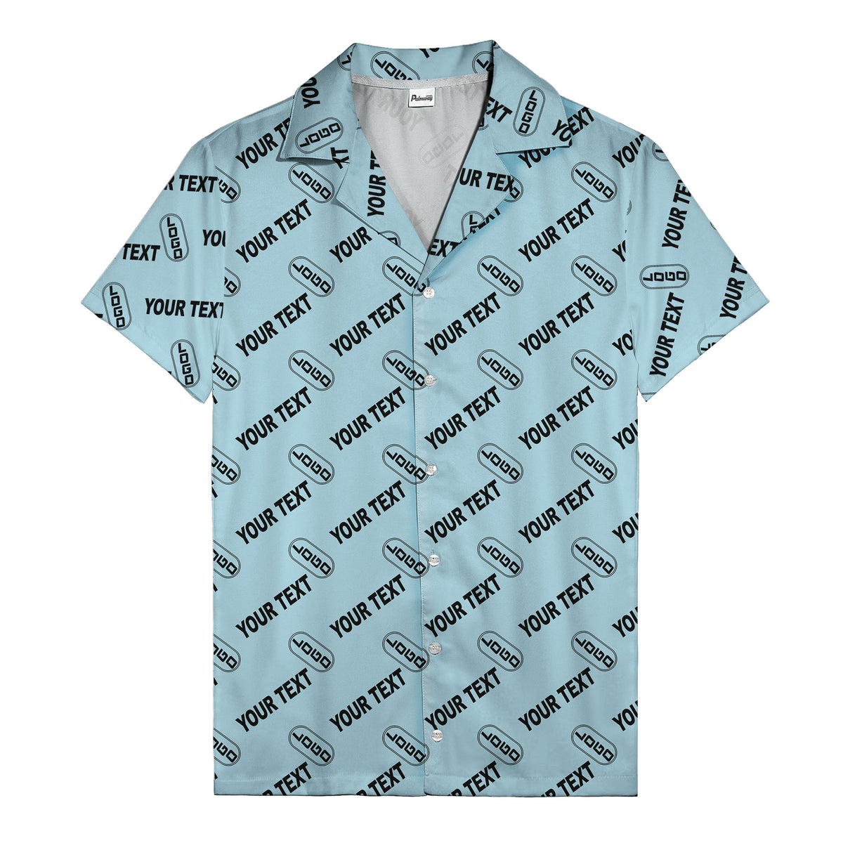 custom logo & editable text repeat pattern black hawaiian shirt