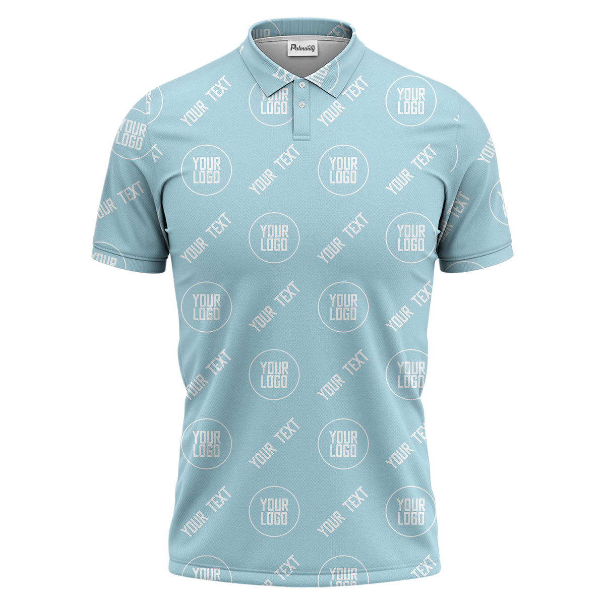 custom logo & text repeat pattern black personalized polo shirt for men